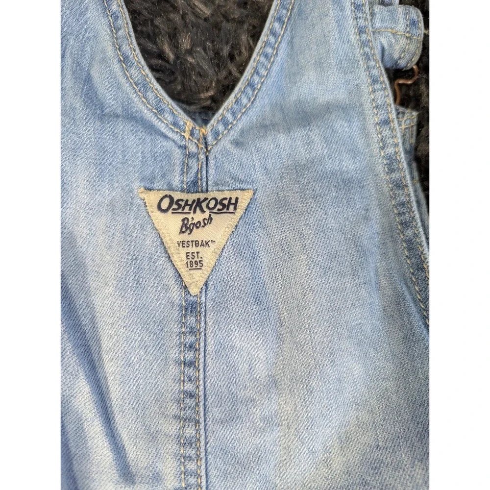OshKosh Bgosh Kids 3T Denim Overalls Light‎ Wash Heart Embroidery Vestbak 416